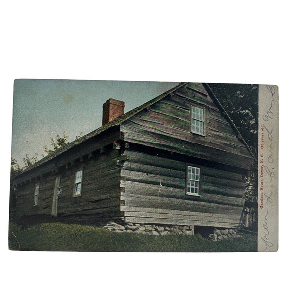 Antique Log Cabin Garrison House Dover NH Real Photo Postcard Early 1900s - Picture 1 of 2